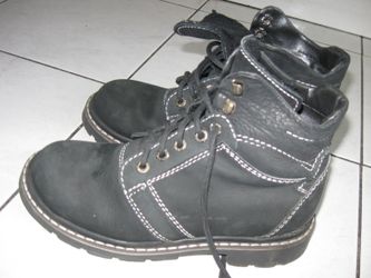 Real Matte Leather Suede Black Winter Womens Hiking Lace-up Boots Shoes Sz 7M