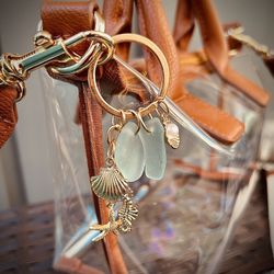 Sea Glass Purse Bling Keychain 