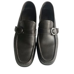 SALVATORE  FERRAGAMO ; Moccasins Dark Brown LEATHER Size 11 