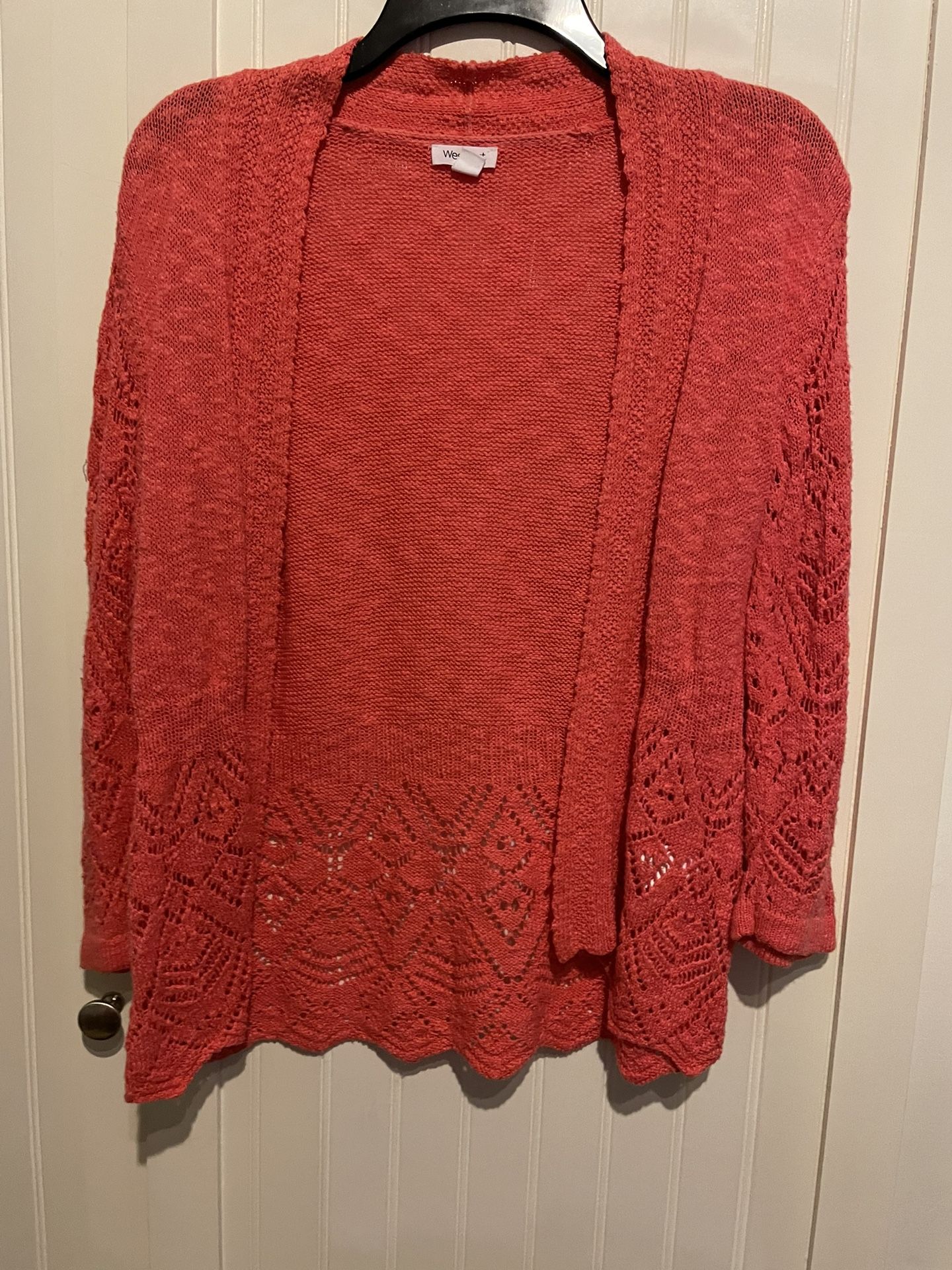 Salmon Colored Oped Front Cardigan Ladies Size S Small