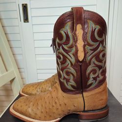 Justin Boots Full Quill Ostrich Western Boots 8516 Men's Size 12 D