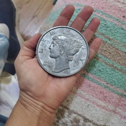 Mercury Dime Coin PaperWeight HUGE Metal Collector Man Cave Home Desk Decor GIFT