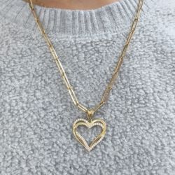 14k Paperclip Heart Necklace 