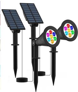 RGB Solar Landscape Spotlights Christmas, Color Changing Spot Lights Waterproof IP65 Garden Pond, 180