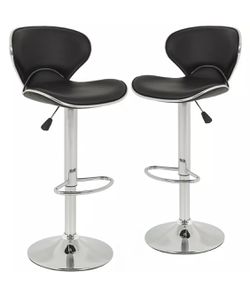 (Still Available) Set of 2 Leather Modern Bar Stools