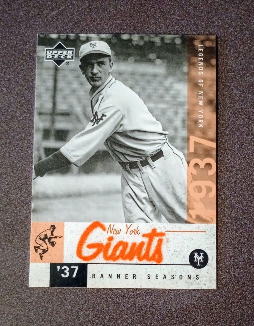 2001 Upper Deck Carl Hubbell Legends Of New York Giants #62 Baseball Card Vintage Collectible MLB Sports