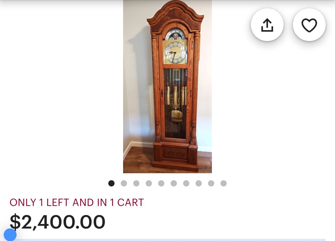 Emperor Clock Company Solid Oak Grandfather Clock Weight Driven Longcase Clock~Tall case clock