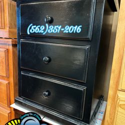 Black Three Drawer Solid Wood Chest Cajonera Comoda Nueva 