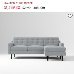 West Elm Couch - Drake Reversible Sectional
