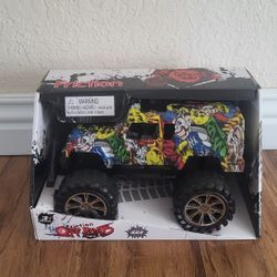 Friction-Powered Toy Monster Truck With a Graffiti-Style Design New.