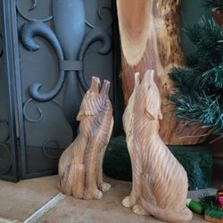 Spirit Wolf Mated / Friendship Pair Wood Carving