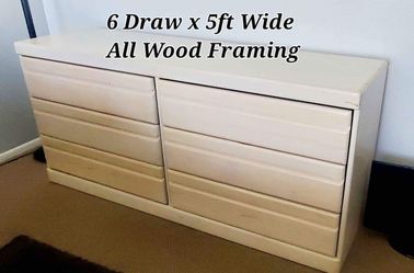 6-Drawer Wood Dresser 5ft Wide
