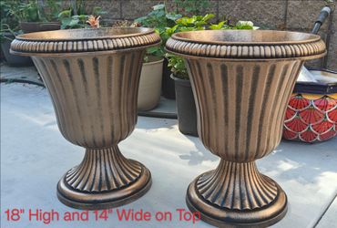 Set of 2 Bronze Urn Planters 18" High