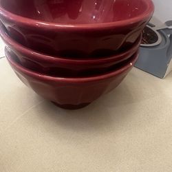 Red latte bowls x3