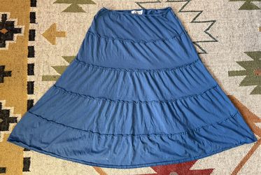 Vintage Y2K Clues Collections Blue Prairie Peasant Skirt Midi Boho size M