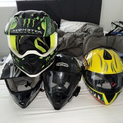 Selling all helmets at $20. Yellow and black helmet at $50
