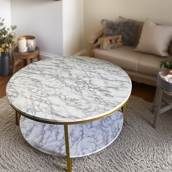 Faux Marble Round Coffe Table 