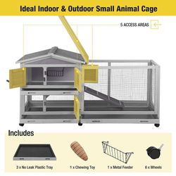 AIR19 Indoor Outdoor Rabbit Hutch | Bunny Cage (Inner Space 9.6ft²) - One Run Rabbit Hutch-Gray  We support bunny free roam, but not everyo