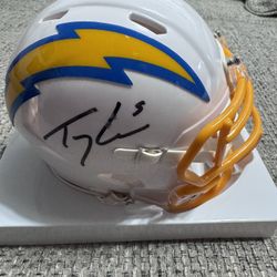 Trey Lance Autographed L.A. Chargers Salute Speed  Mini Helmet - Beckett-SMUDGE