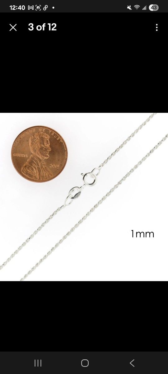 7" Real Solid Sterling Silver Diamond Cut Rope Chain Women Bracelet 925