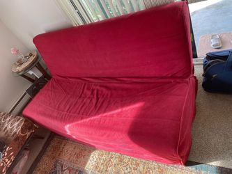 Red Fabric Futon Sofa Bed