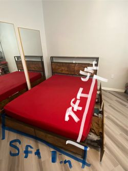 Bed frame (queen with outlet and storage)