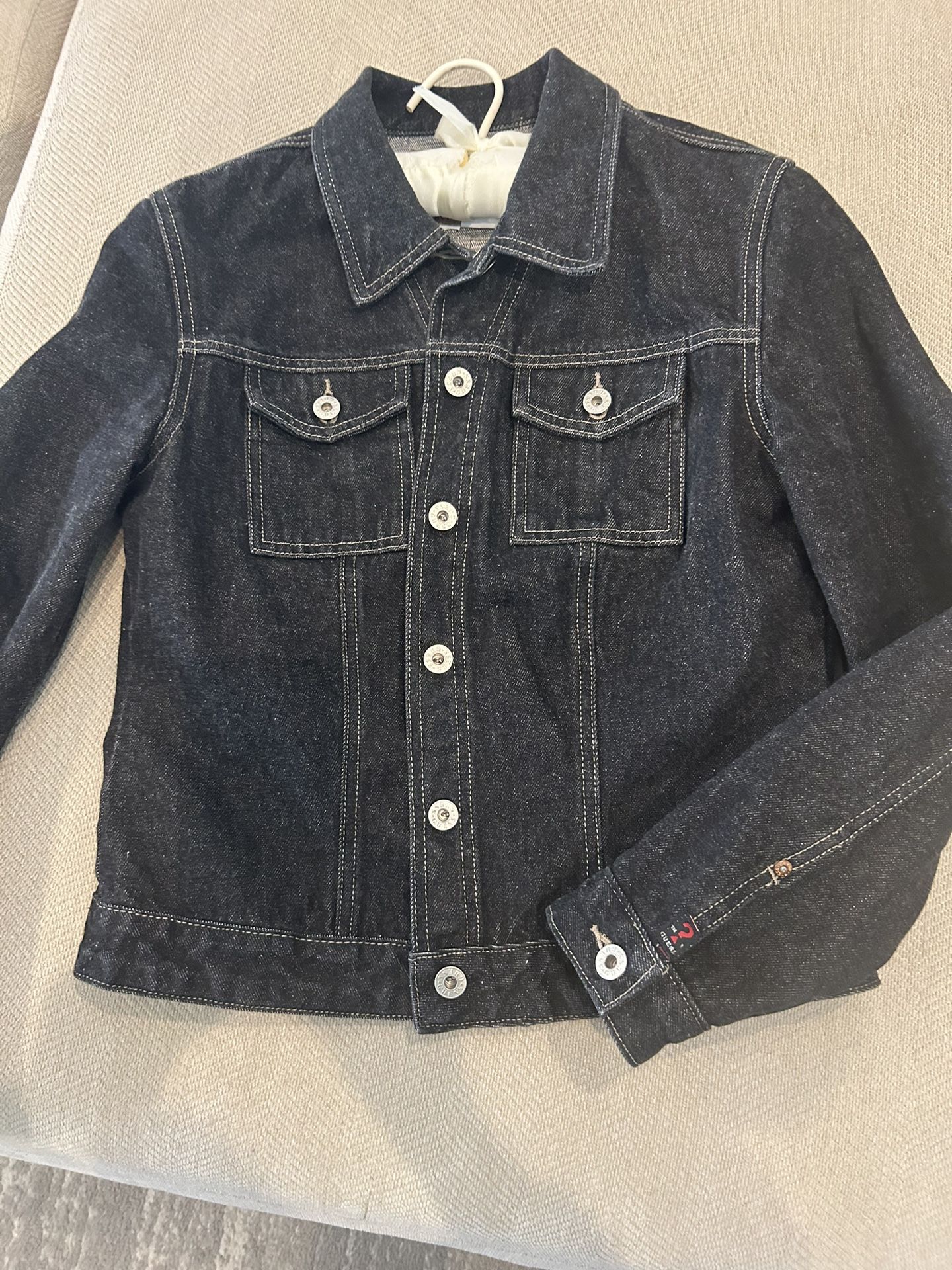 Guess Black Cropped Denim Short Jacket As New S/M