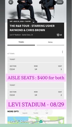 Usher & Chris Brown Concert Tickets x2