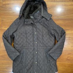 Marc New York Jacket Womens Medium Brown Puffer Quilted Hooded Outdoor Casual