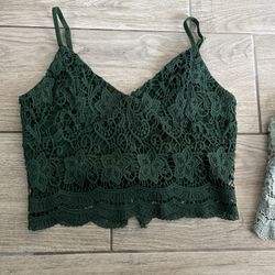Super Cute Green Lacy Crop Top 