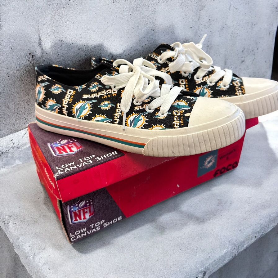 NFL Miami Dolphins Foco Womens Size 8 Low Top Canvas Shoes
