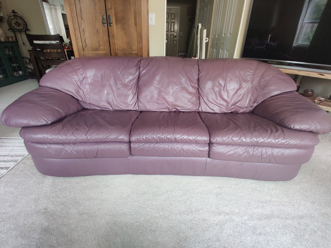 Purple Leather Couch 