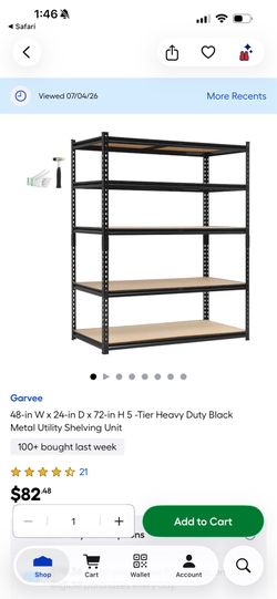 Shelving 24” x 48” - 2 units, 10 shelves total