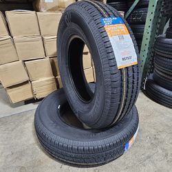 New 2x Set 225/75R15 Trailer Tire Rv Camper Toy Hauler 10 Ply Llanta Nueva Para Traila 225-75-15 Mount And Balanced 