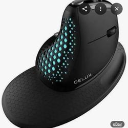 DeLUX Seeker Wireless Ergonomic Vertical Mouse with OLED Screen, BT and USB Receiver, Connect with Up to 4 Devices, Thumb Wheel, 4000DPI, Programmable