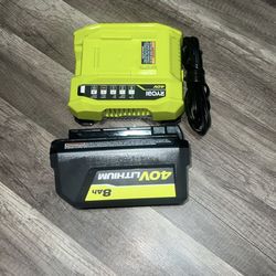 RYOBI 40V 8AH BATTERY WITH FAST CHARGER