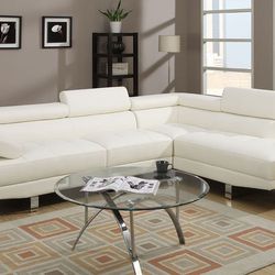 White Faux Leather Sectional Sofa (Free Delivery)