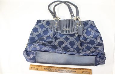 Authentic COACH Cobalt Navy Blue Dotted OP Signature Shoulder Bag (Retired Style)
