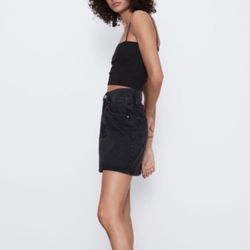 TOPSHOP Moto Black Denim Skirt
