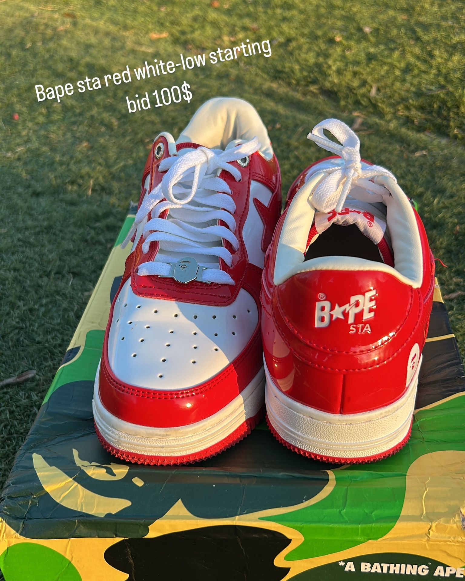 bape sta-red and white-size 7
