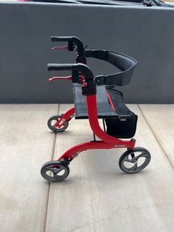 Walker Drive Medical RTL10266 Nitro Euro-Style 4-Wheel Rollator Walker With Seat, Red