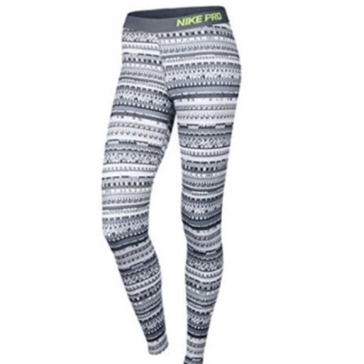 NIKE PRO Dark Grey Sweater Knit Printed Spandex Dri-Fit Workout Leggings