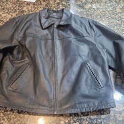 St Johns Bay Large Genuine Leather Jacket With Removable Interior Liner And Pockets