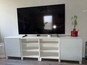 White IKEA TV Stand with Glass top