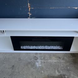 TV Stand With Electric Fireplace Heater 