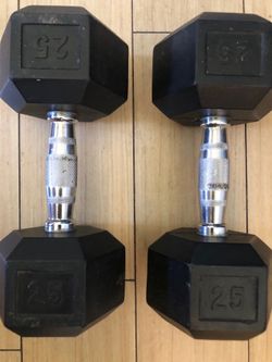 25 LB RUBBER HEX DUMBELLS