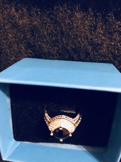 Onyx & CZ Sterling Silver Ring 7.5