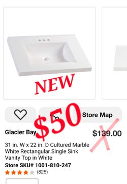 Glacier Bay 31 in. White Cultured Marble Vanity Top Sink