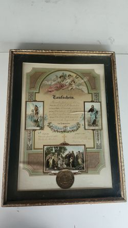 Antique Framed German Lutheran Confirmation Certificate