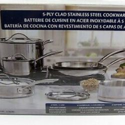 Kirkland 10 Pc 5-Ply Clad Stainless Steel Cookware